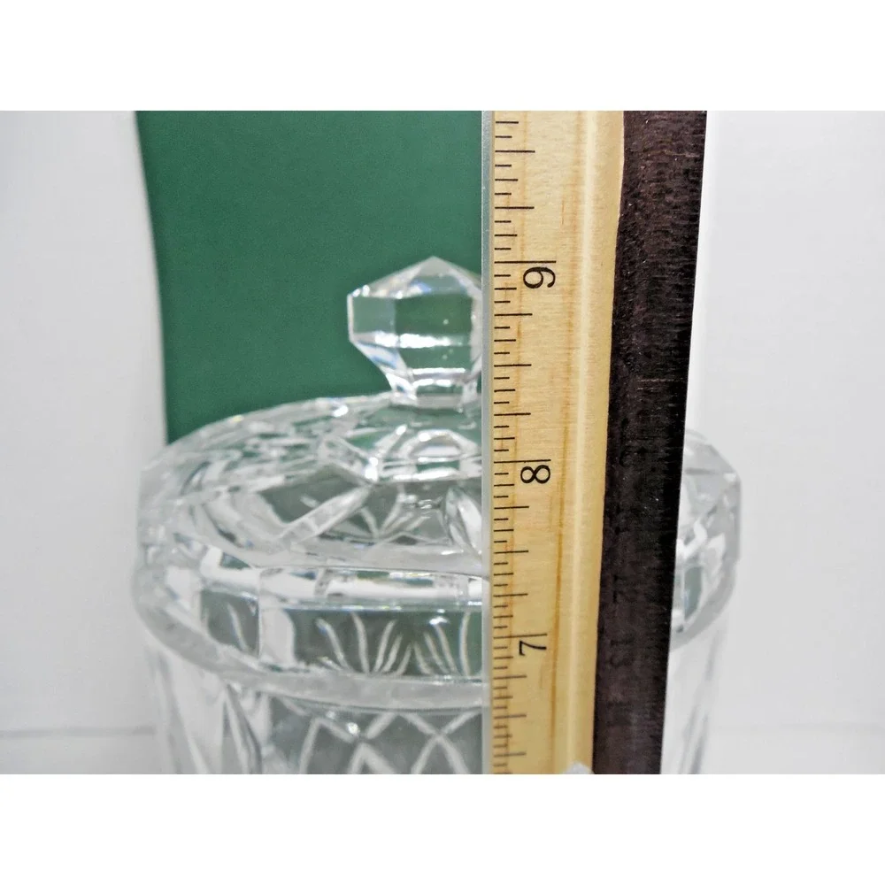 Heavy Cut Lead Crystal Ice Bucket with Lid. / Fan  Diamond Pattern 9 in tall